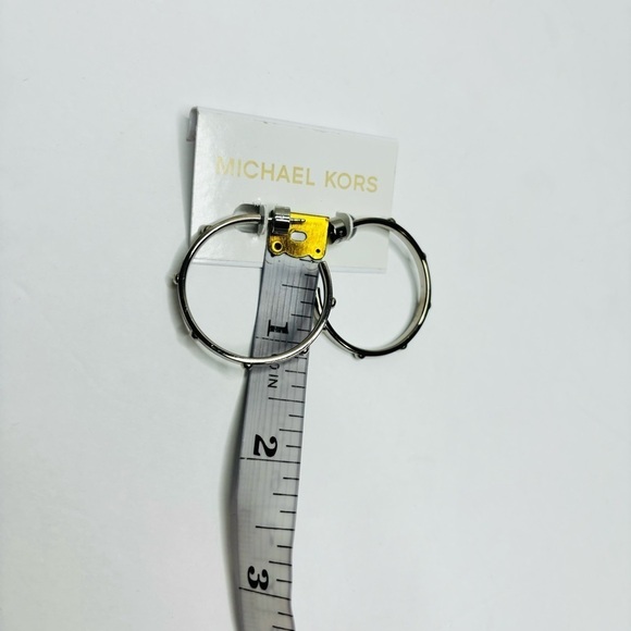 MICHAEL KORS Silver Heritage Studded Hoops - Picture 6 of 6